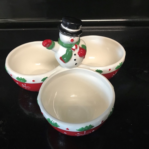 Frosty Snowman Christmas Ceramic Condiment dish - Picture 1 of 6